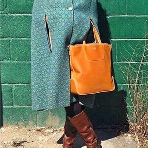 70s vintage, gorgeous Welsh Cape Blue and Gold Patterned Bell Coat